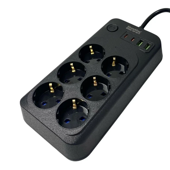 ShowMax SH-4630 2Mt 2xUSB-2xTYPE-C 4lü Termal Akım Korumalı Priz 10A 2500W - Resim 2