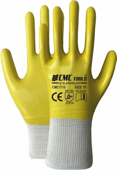 CMC TAM KAPLI NİTRİL ELDİVEN SARI CMC1715 (12 ADET) ürün görseli 1