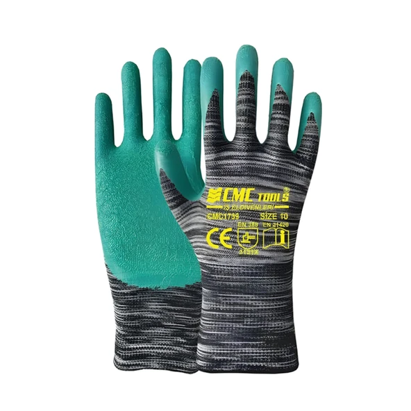 CMC 1/2 ELDİVEN GRİ - YEŞİL PREMİUM LATEX 1739 (12 ADET) ürün görseli 1