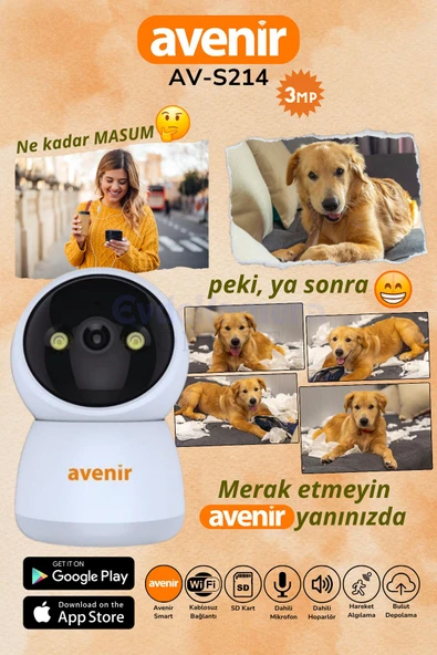 AVENİR 3mp Çözünürlük, 355° Hareketli, Kablosuz Akıllı Kamera - 4