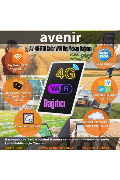AVENİR 4G Solar Sim kartlı kablosuz internet dağıtıcı Wifi modem - 2