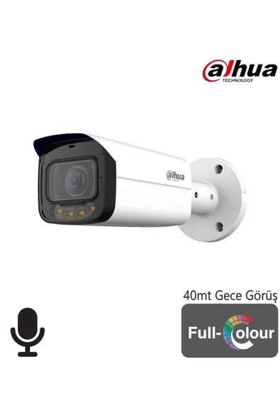DAHUA HAC-HFW1209TLMP-A-LED-0360B 2MP 3.6mm Full Color IP67 Metal Bullet (Sesli)(40Mt)