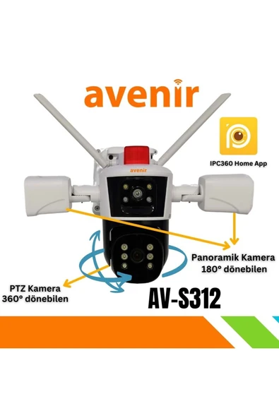 AVENİR Avenir Av-s312 (WİFİ) 12mp 3x4mp Kameralı Onvif Destekli Ptz/panoramik