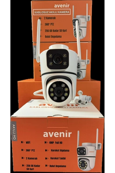 AVENİR Avenir Av-S301 Kablosuz Akıllı Kamera WİFİ 4MP FULL HD Hareket Algılama ve Takibi 256GB SD Kart - 2