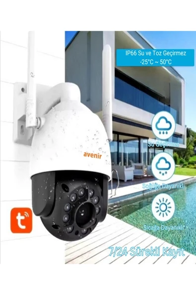 AVENİR Dış Ortam 360° Dönebilen Gece Görüşlü Wi-fiakıllı Güvenlik Kamera - 3