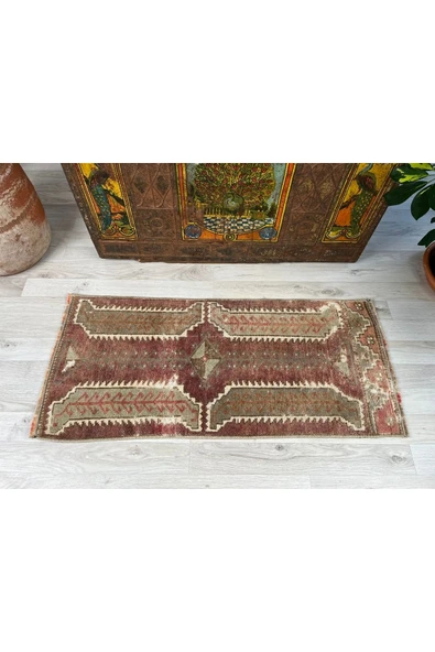 Rmz Home Decor El Dokuma Yastık, Kilim Paspas, Anadolu Paspas Halı, Vintage Kilim - 3
