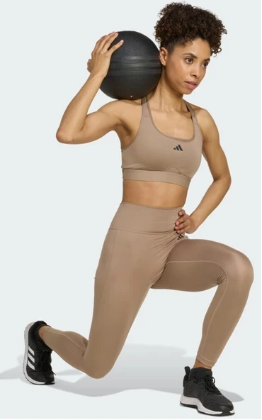 Adidas Optime Essentials 7/8 Dikişsiz Tayt Tebeşir Kahverengi JY4812 - Resim 3