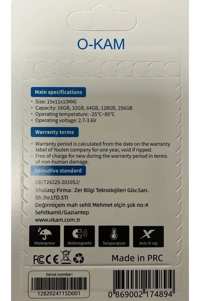 O-KAM Hafiza Karti 128 Gb - 6