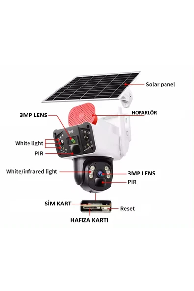 O-KAM Okam 3915-s 4g 6mp Çift Lens Sim Kartlı Güneş Enerjili Güvenlik Kamerası - 8