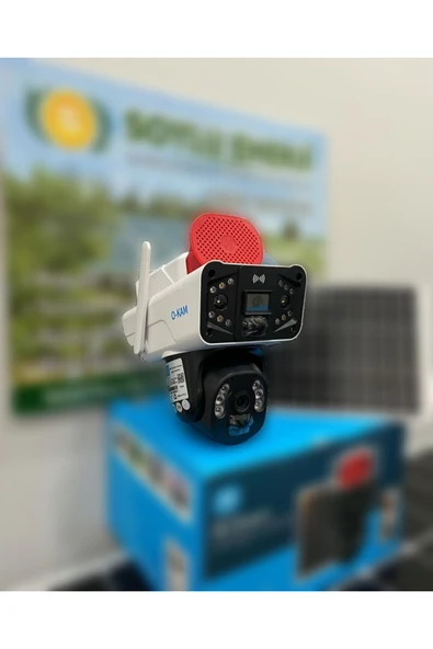 O-KAM Solar Panelli, Güneş Enerjili, SIM Kartlı 4G, 6MP Çift Lens PTZ Hareket Algılamalı Güvenlik Kamerası - 2