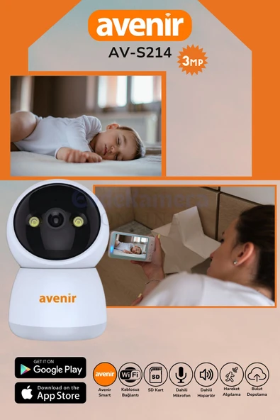 AVENİR 3mp Çözünürlük, 355° Hareketli, Kablosuz Akıllı Kamera - 3