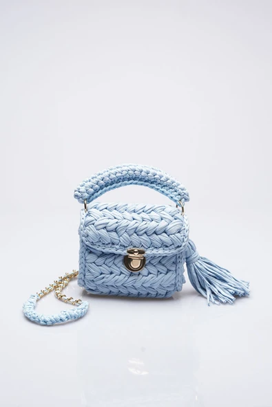 Rmz Home Decor Kadın Renkli Fıstık Model El Yapımı Tığ Işi Penye Çanta & El, Omuz Ve Çapraz Lüks Çanta