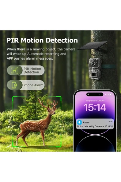 AVENİR 3MP 4G Solar Foto Kapan No-Glow Kamuflaj Avcılık Doğal Yaşam Kamerası Sim Kartlı RMZ-TECH - 5