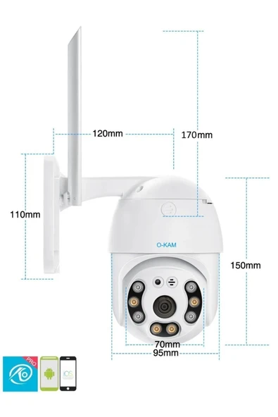 RMZTECH Pro 360° Görüş Hareketli Wireless Waterproof Akıllı Wifi Güvenlik Kamerası (OKAM) Uygulama 3038 - 3