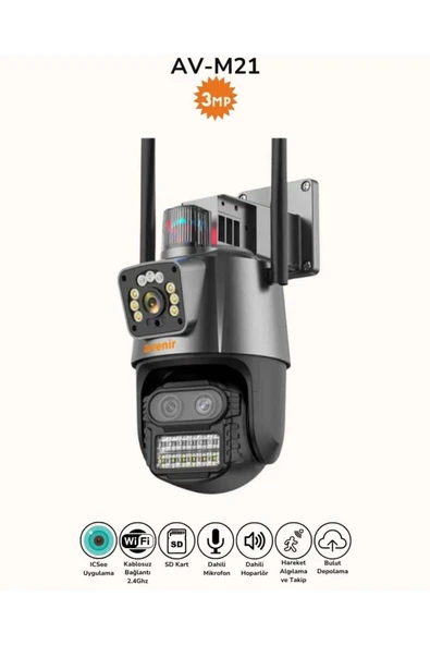 AVENİR Avenir Av-m21 Iç Ve Dış Mekan Kablosuz Wifi Kamera 6mp 3 Lensli 10x Zoom Ptz - 3