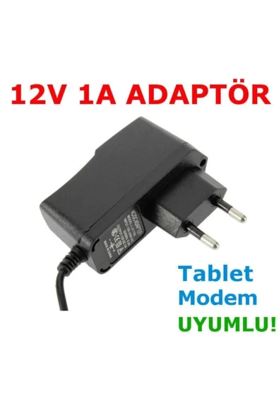 moonkip 12 Volt 1 Amper Adaptör 12v 1amper 12 Volt 1 A Led -modem-mini Uydu Adaptörü Slim Adaptör Şarj Için
