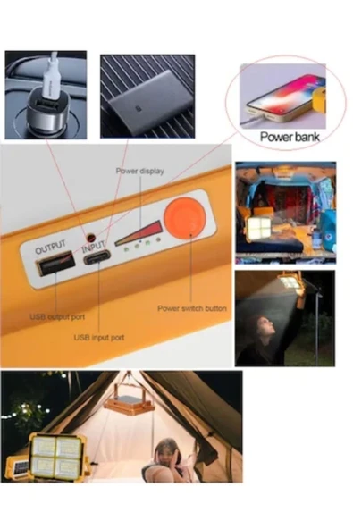 Forlife FL-3239 Güneş Enerjili Solar 200w Watt Led Projektör Taşınabilir Sarı Beyaz  Işık Lamba - 2
