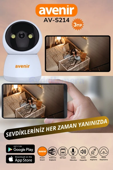 AVENİR 3mp Çözünürlük, 355° Hareketli, Kablosuz Akıllı Kamera - 5