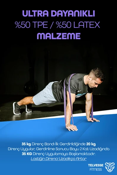 25 + 35 KG 2'li SET Barfiks Lastiği Gym Resistance Band Antrenman Kas Geliştirme Bandı - Resim 2