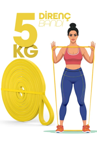 5KG Barfiks Lastiği Gym Resistance Band Antrenman Kas Geliştirme Bandı Sarı (Hafif) ürün görseli 1