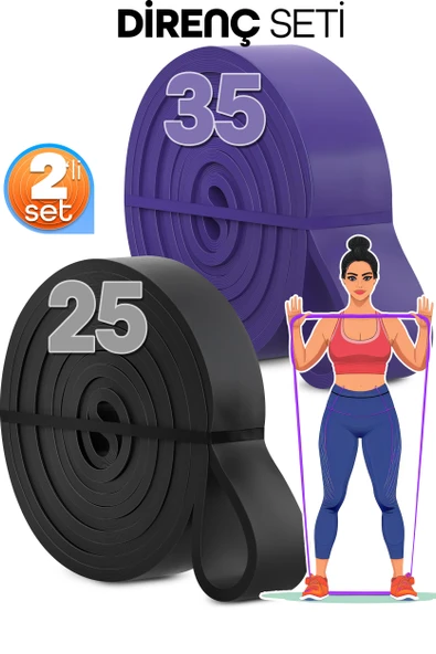 25 + 35 KG 2'li SET Barfiks Lastiği Gym Resistance Band Antrenman Kas Geliştirme Bandı ürün görseli 1