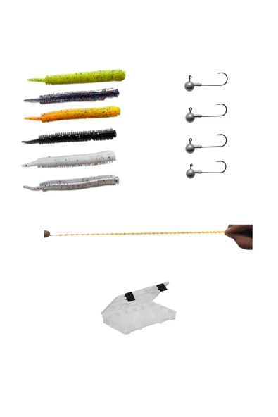 AYYURT Karides Kokulu 8cm Lrf Sandworm Silikon (20adet) 4 adet 5gr Zoka Lrf Organizer Kutu