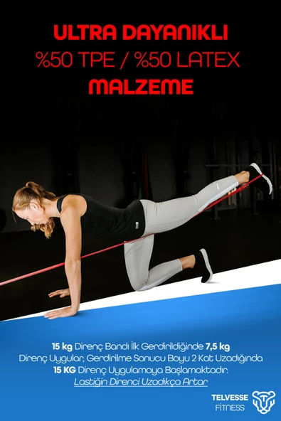 5 + 15 + 25 KG 3'lü SET Barfiks Lastiği Gym Resistance Band Antrenman Kas Geliştirme Bandı - Resim 2