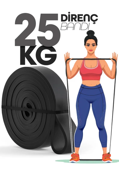 25KG Barfiks Lastiği Gym Resistance Band Antrenman Kas Geliştirme Bandı Siyah (Sert) ürün görseli 1