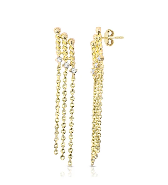 Burgu Yolu Taşlı Altın Küpe ürün görseli 1