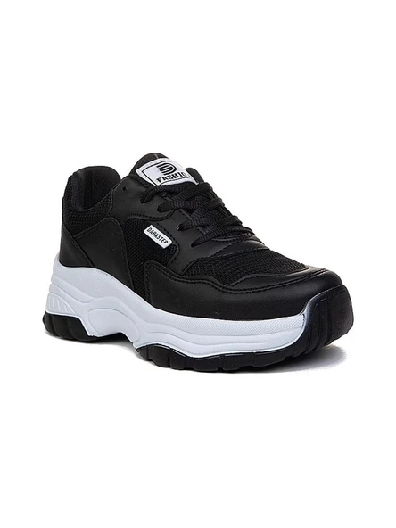 Siyah Beyaz Kalın Taban Kadın Spor Ayakkabı ürün görseli 1