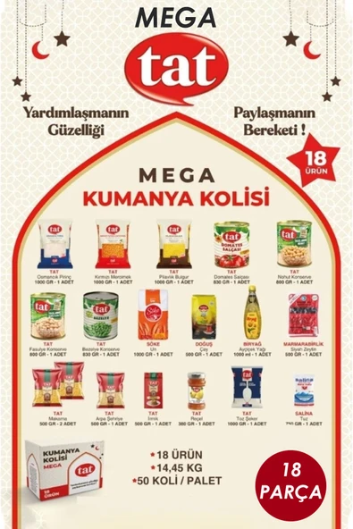 2025 Ramazan Kolisi Erzak yardım paketi kumanya kolisi 18 parça Mega