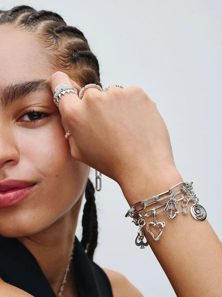 Pandora Hamsa Eli Madalyon Charm 925 ayar gümüş - Resim 4