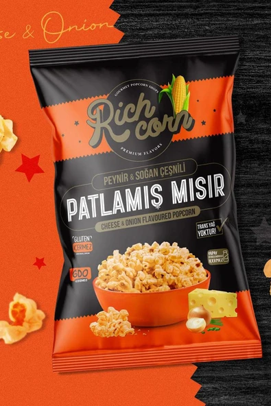 Richcorn Peynir & Soğan Çeşnili Popcorn 65 gr. x 12 Paket