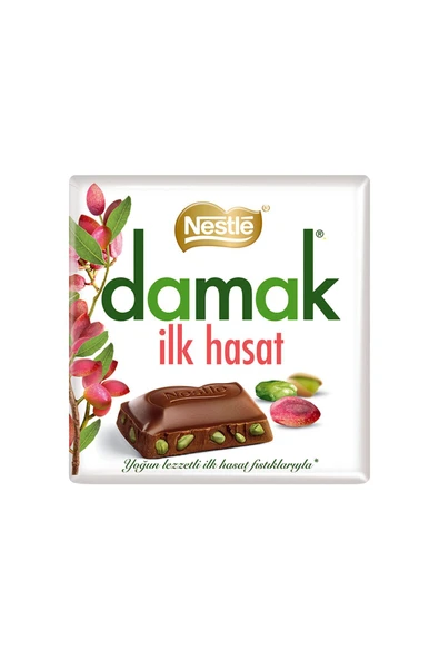 Damak İlk Hasat Antep Fıstıklı Sütlü Çikolata (60 g) X12 Adet