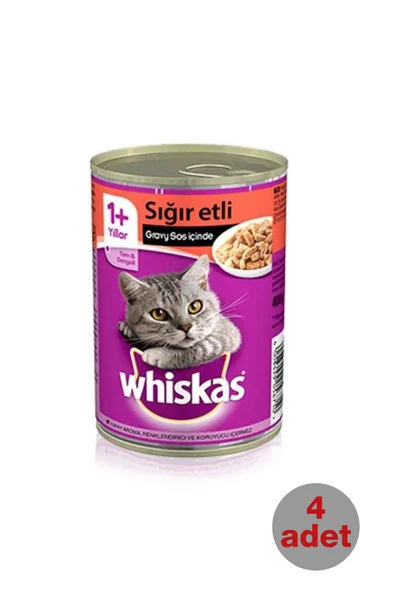 Sığır Etli Yetişkin Kedi Konserve Yaş Maması X4 Paket ürün görseli 1