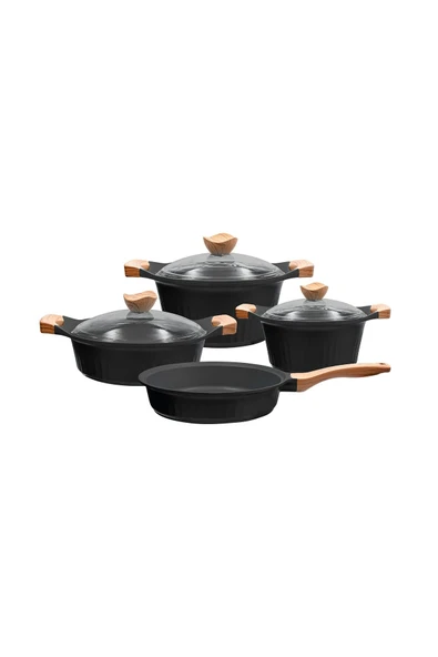 Lincoln 7 Parça Tencere Seti Siyah - Resim 2