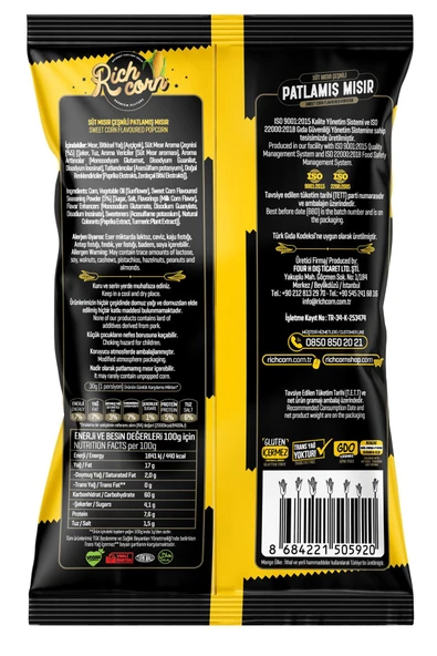 Richcorn Süt Mısır Çeşnili Popcorn 65 gr. x 6 Paket - 3