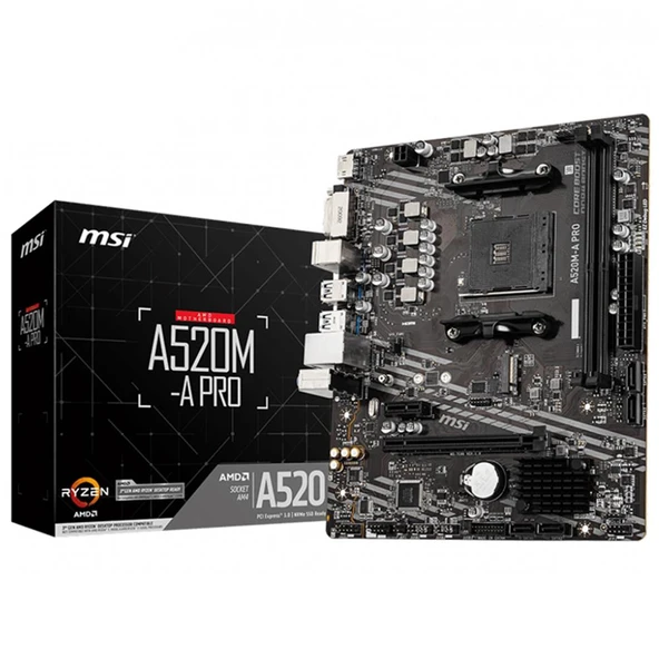 Msi A520M-A PRO AMD A520 Soket AM4 DDR4 4600(OC)MHz mATX Gaming Anakart - 5
