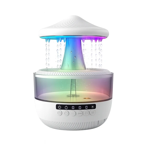 QASUL Mantar Yağmur Damlası Renk Değiştiren Gece Lambası + Bluetooth Hoparlör