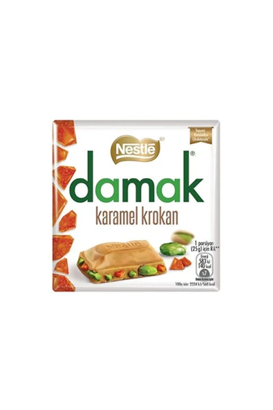 Damak Karamel Krokan Kare Çikolata (60 g) X12 Adet