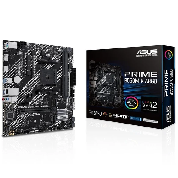 Asus Prime B550M-K ARGB 5100MHz (OC) DDR4 Soket AM4 M.2 HDMI mATX Anakart - 5