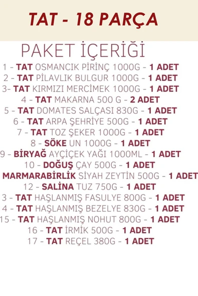 2025 Ramazan Kolisi Erzak yardım paketi kumanya kolisi 18 parça Mega - 2