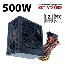 PowerBoost PB500AR 500W APFC 2-PCI-E 6+2 Pin 12cm Siyah Fanlı ATX Power Supply - Resim 2