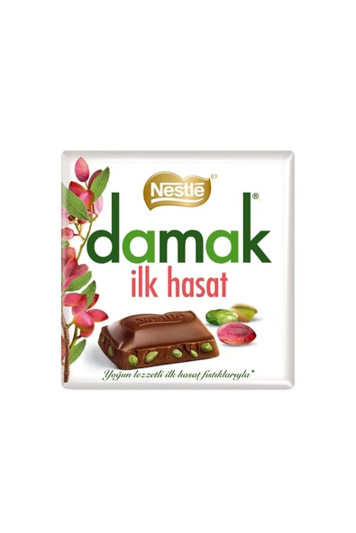 Damak İlk Hasat Antep Fıstıklı Sütlü Çikolata Kare 60 Gr X 6 Adet