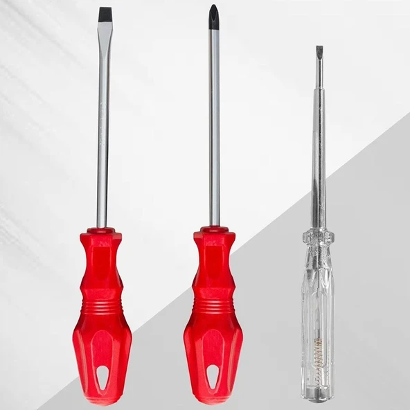 3 Lü Tornavida Seti Düz Tornavida - Yıldız Tornavida - Kontrol Kalemi - 2