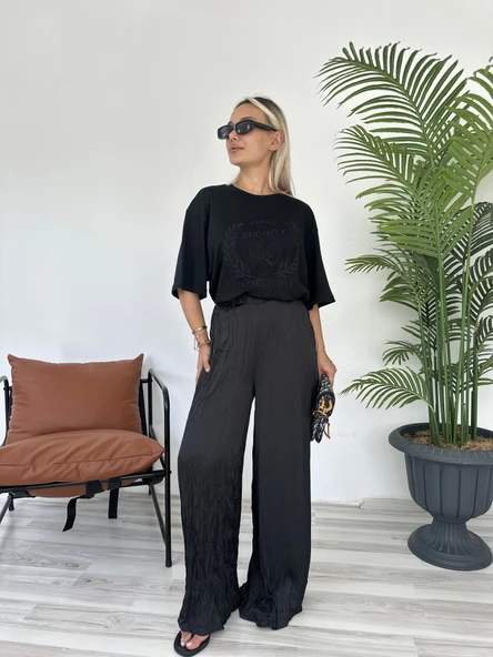 Kadın Kraşlı Pantolon Siyah ürün görseli 1