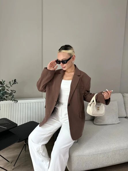 Kadın Blazer Ceket Kahverengi - 2