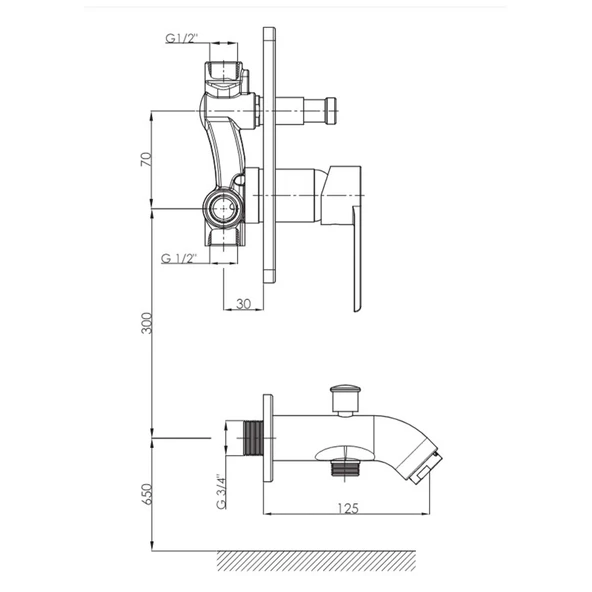 Gpd Atros Ankastre Banyo Bataryası Gaga ile MTA65 - 2