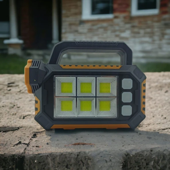 15w Güneş Enerjili Powerbank Özellikli Çok Fonksiyonlu Işıldak Fener Gs490