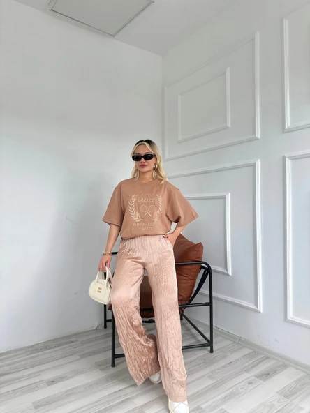 Kadın Kraşlı Pantolon Bej ürün görseli 1